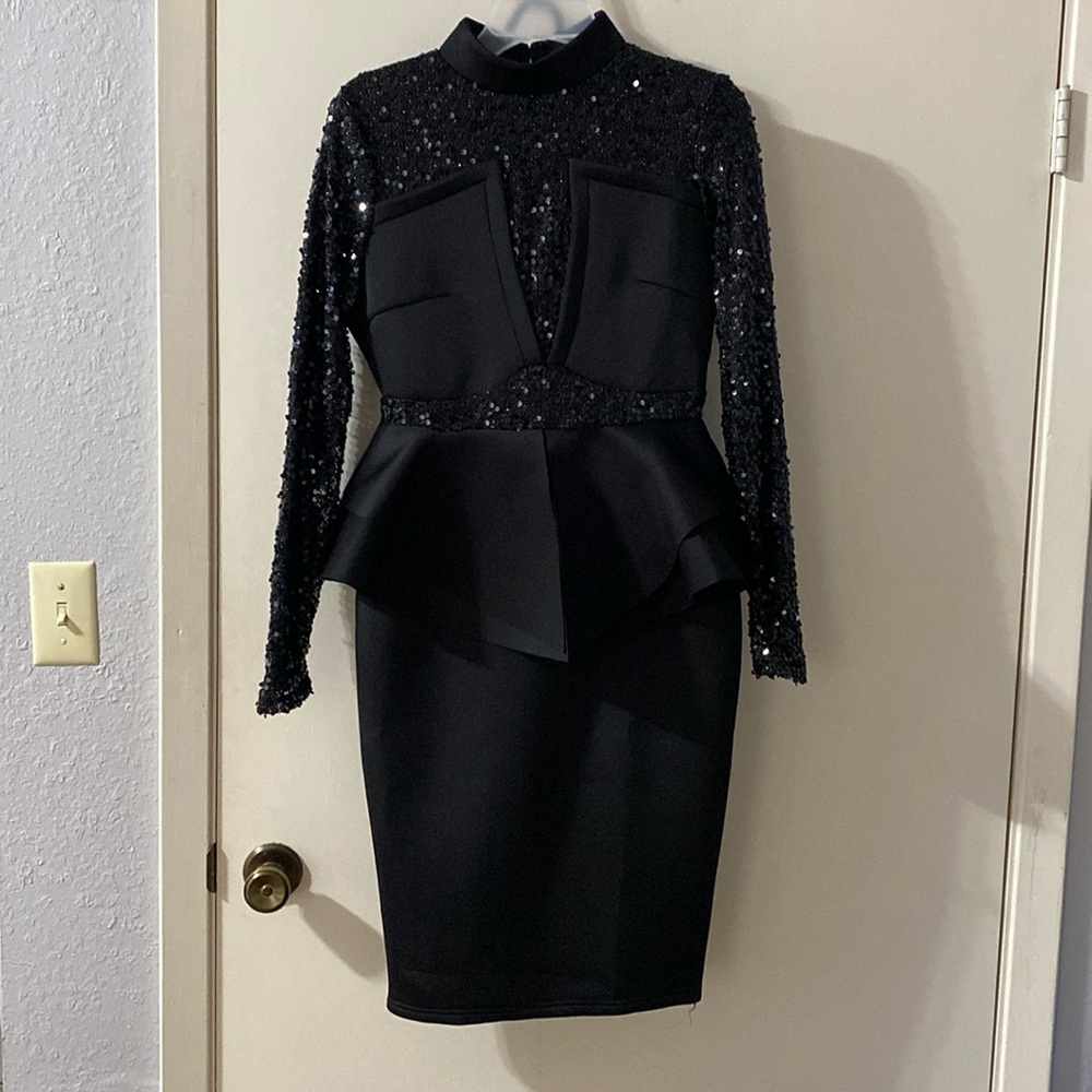 Sequined, Peplum Midi Dress